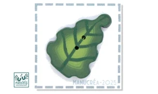 Feuille N.6-Bouton artisanal polymère