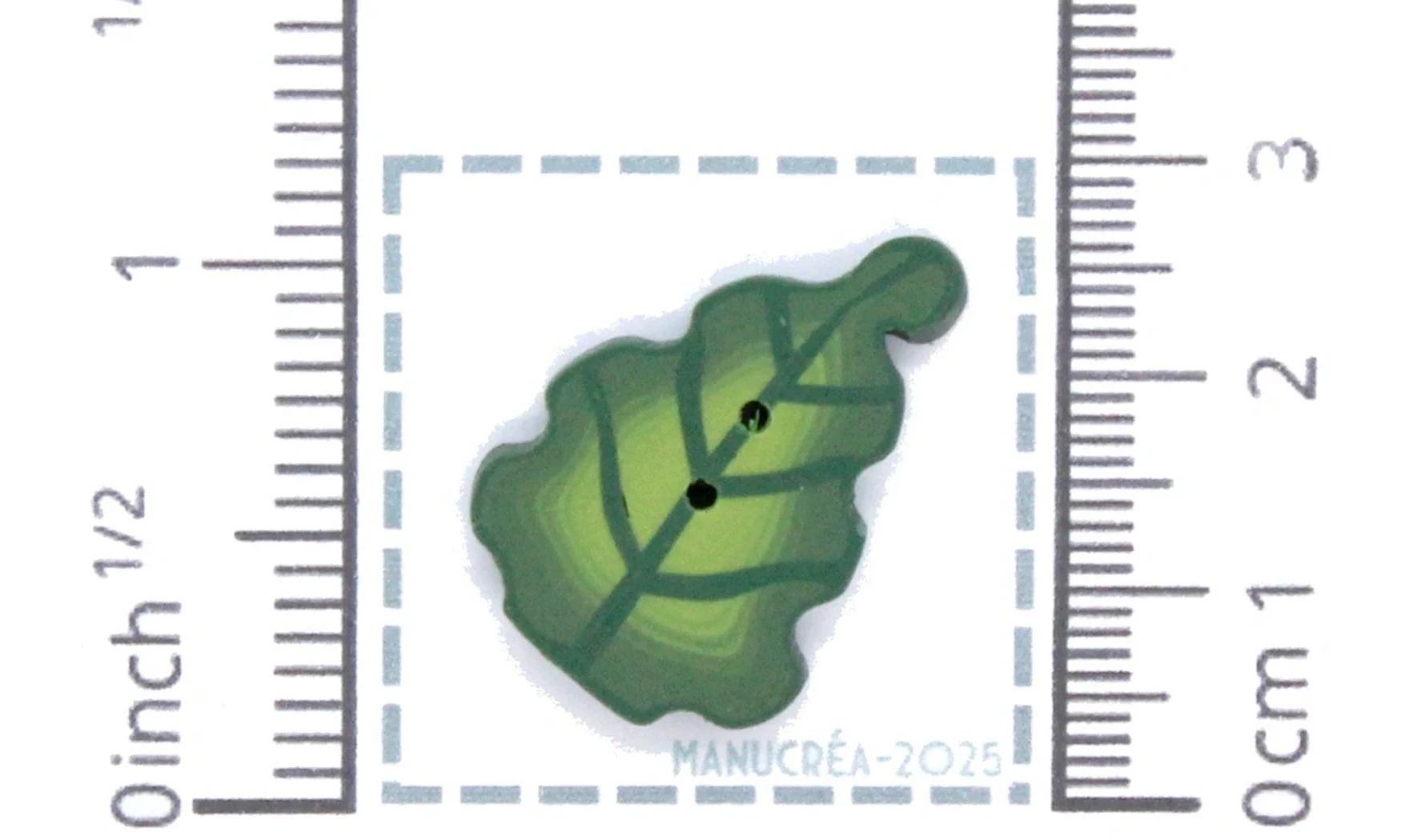 Handmade polymer clay button Leaf N.6