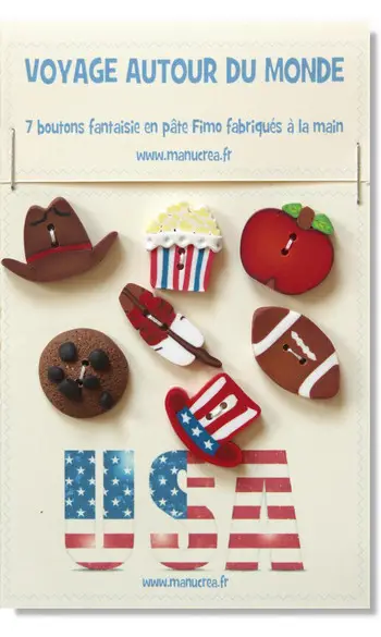 USA, lot de 7 boutons FIMO