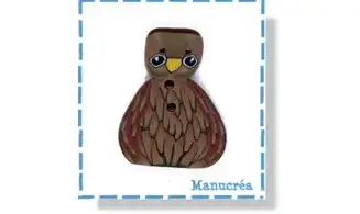 Hibou N.2-Bouton polymère-Fait main