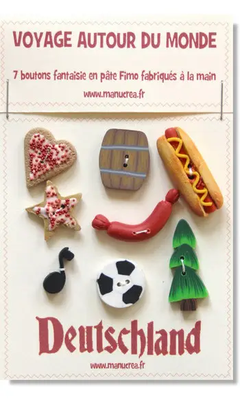 ALLEMAGNE, lot de 7 boutons en polymère