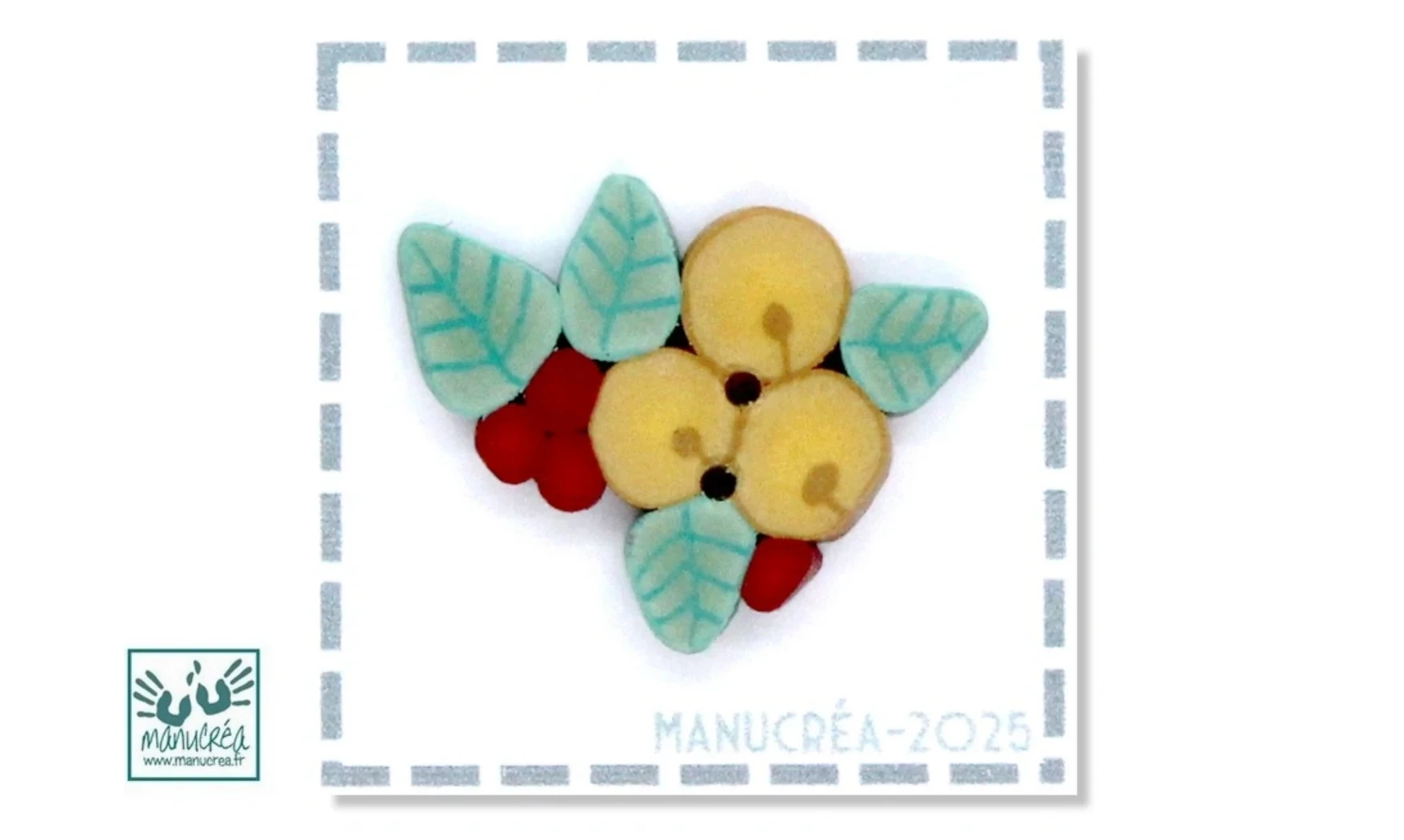 Polymer clay Button Sleigh bells N.6