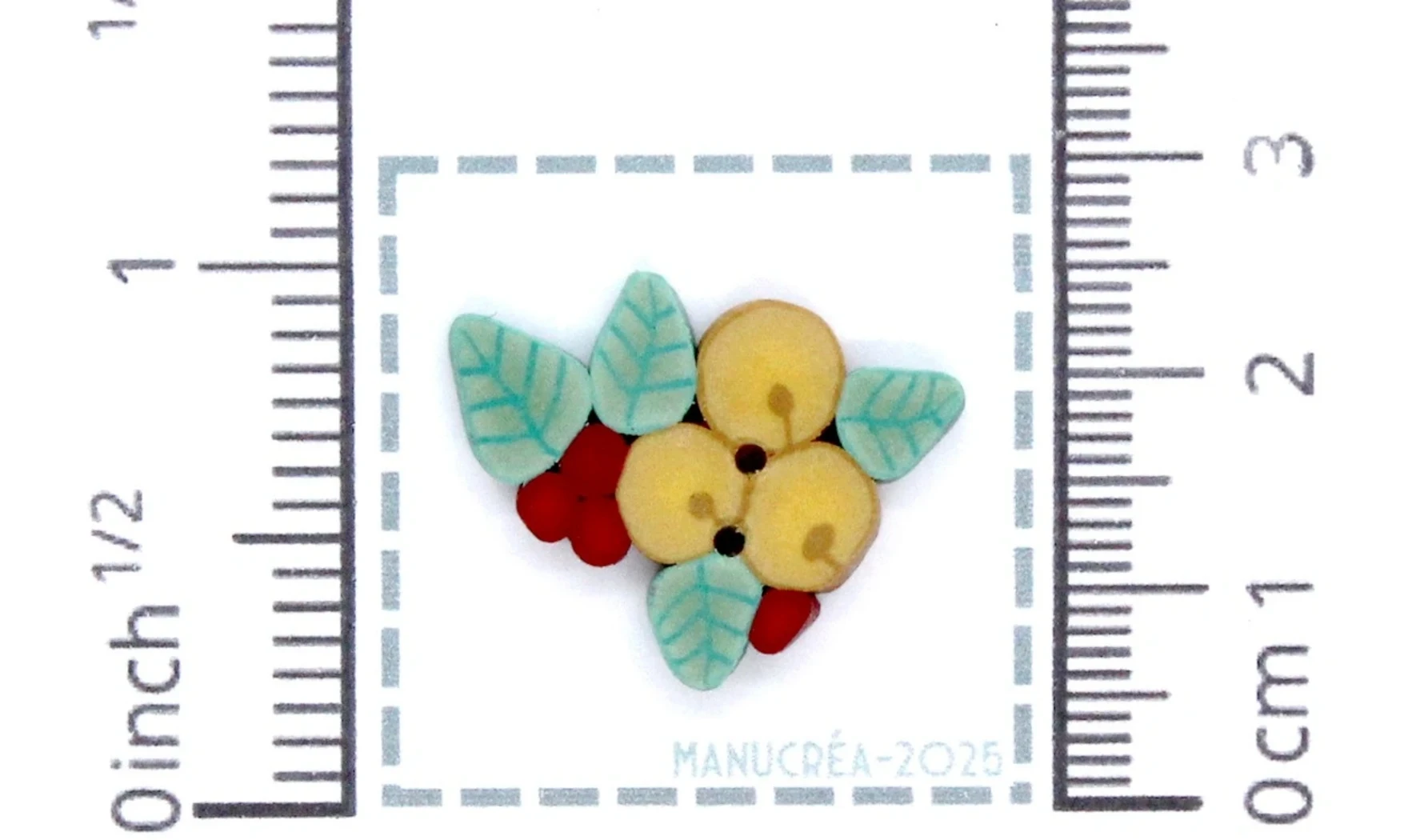 Polymer clay Button Sleigh bells N.6