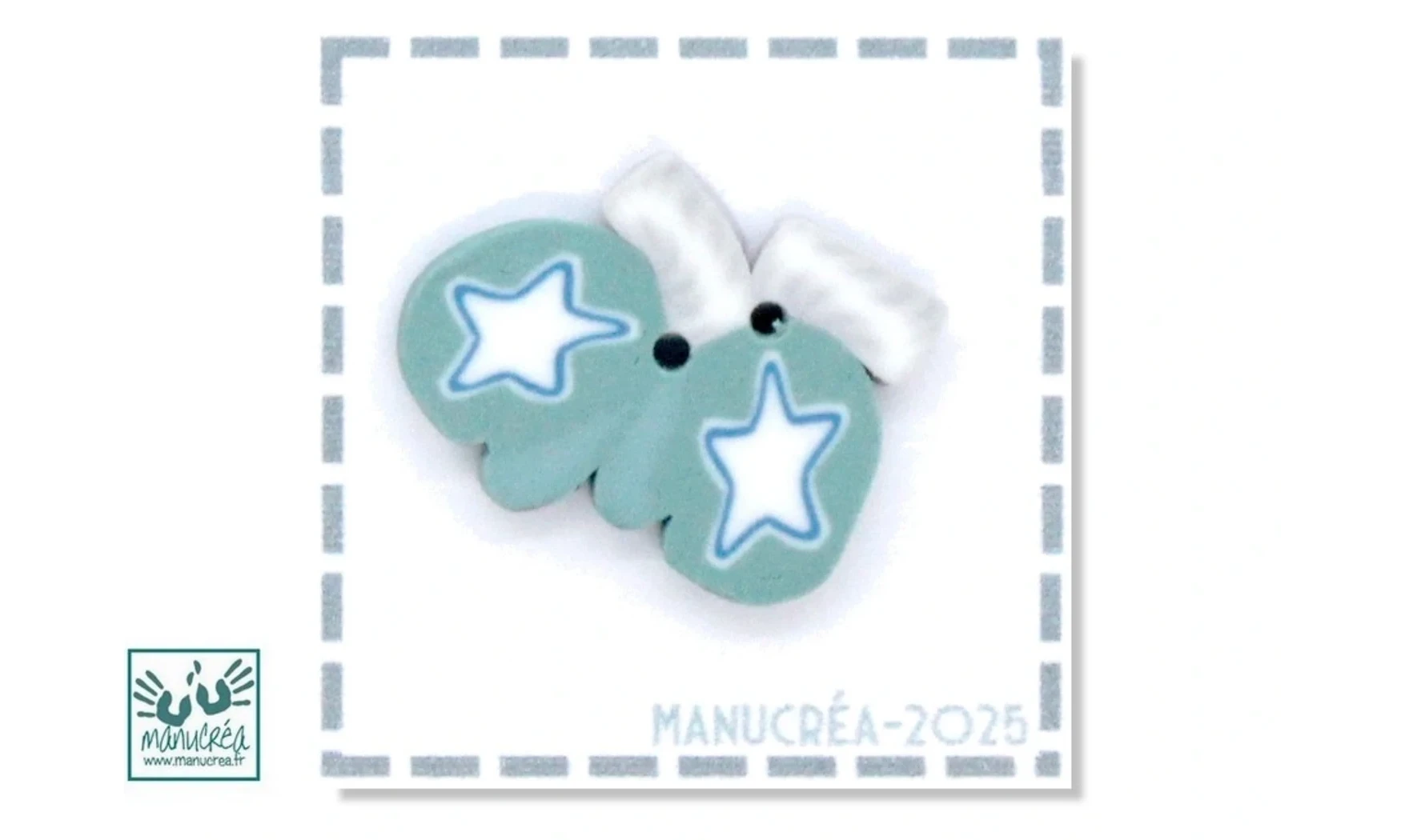 Polymer clay Button : Mitten N.10